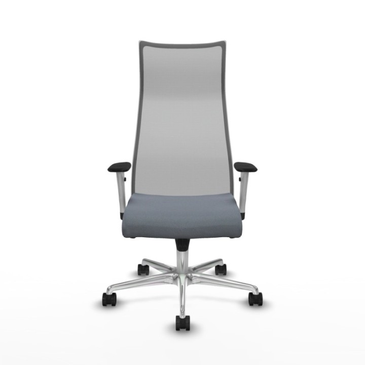 Albacete malla sincro malla gris bali gris brazos blancos base aluminio ruedas 65 mm nailon