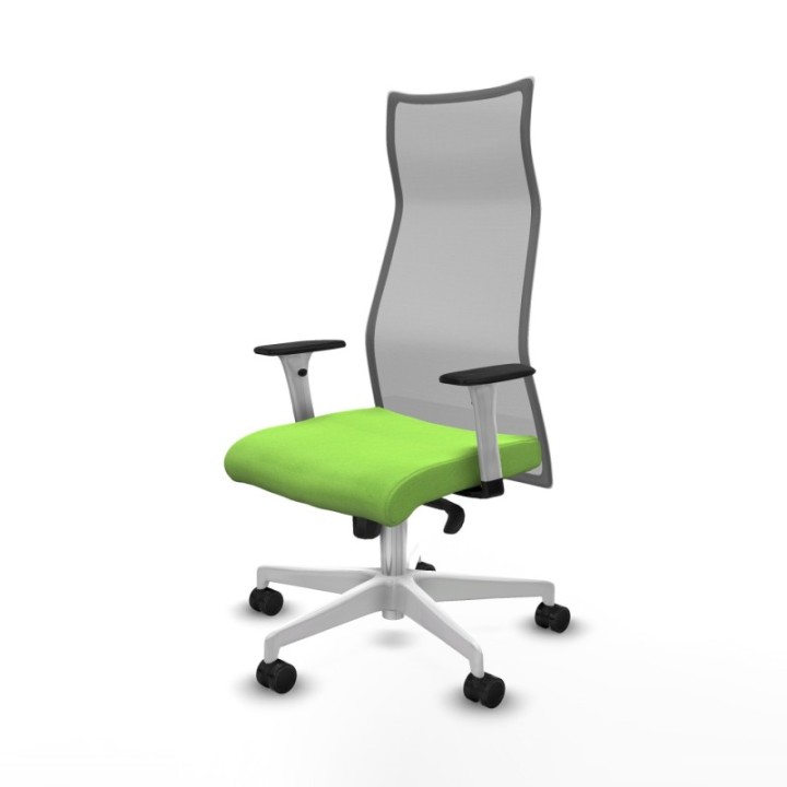 Albacete malla sincro malla gris bali pistacho brazos blancos base blanca ruedas 65 mm nailon