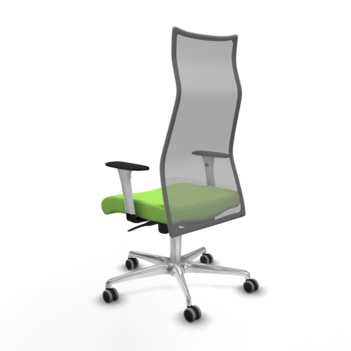 Albacete malla sincro malla gris bali pistacho brazos blancos base aluminio ruedas 65mm engomadas