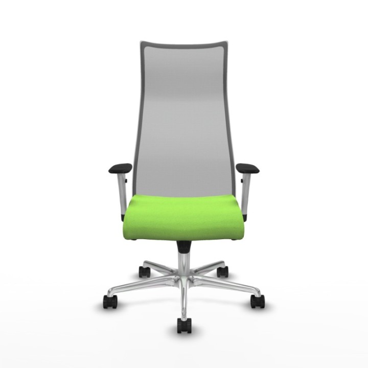 Albacete malla sincro malla gris bali pistacho brazos blancos base aluminio ruedas 65 mm nailon