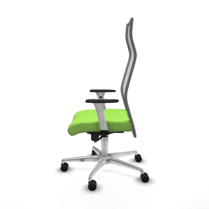 Albacete malla sincro malla gris bali pistacho brazos blancos base aluminio ruedas 65 mm nailon