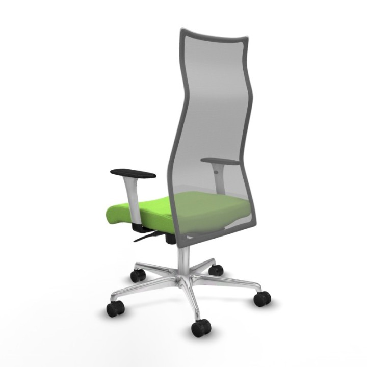 Albacete malla sincro malla gris bali pistacho brazos blancos base aluminio ruedas 65 mm nailon