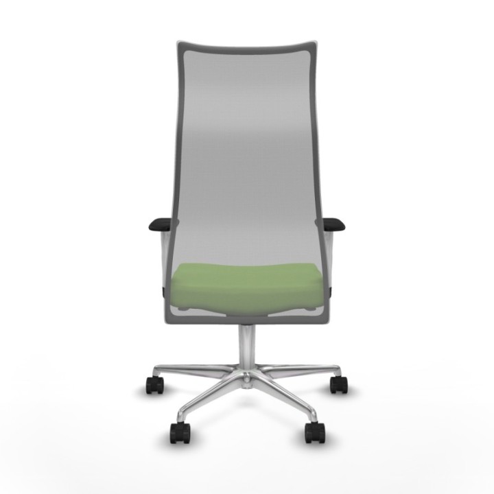 Albacete malla sincro malla gris bali pistacho brazos blancos base aluminio ruedas 65 mm nailon