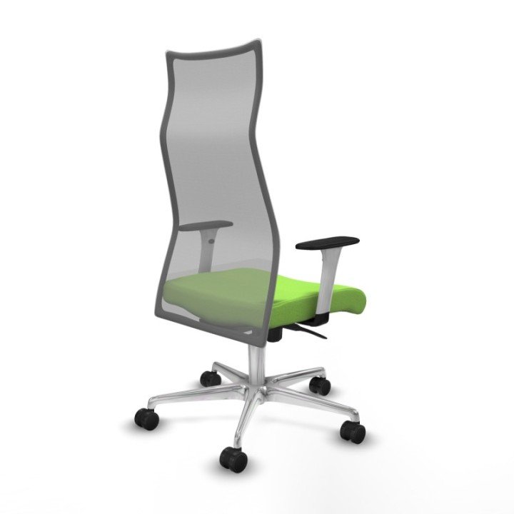 Albacete malla sincro malla gris bali pistacho brazos blancos base aluminio ruedas 65 mm nailon