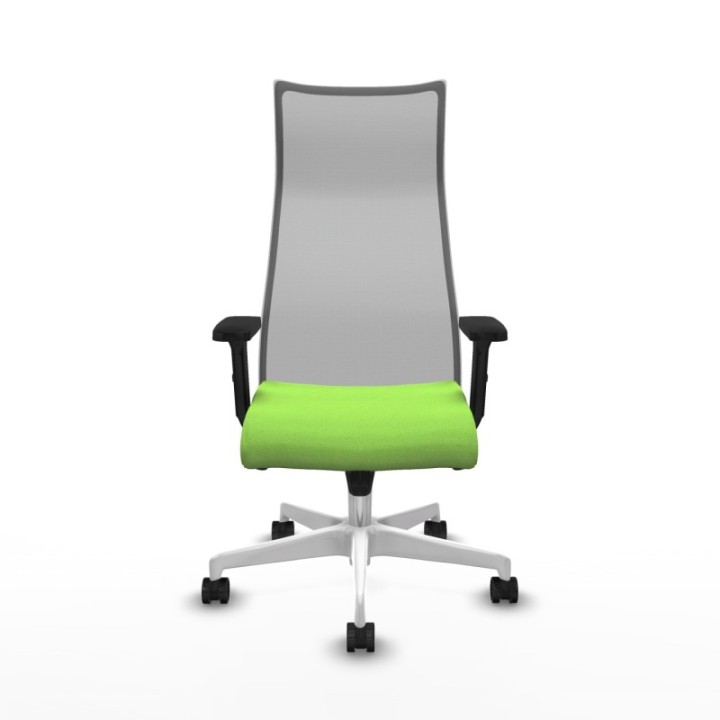 Albacete malla sincro malla gris bali pistacho brazos 2D base blanca ruedas 65 mm nailon