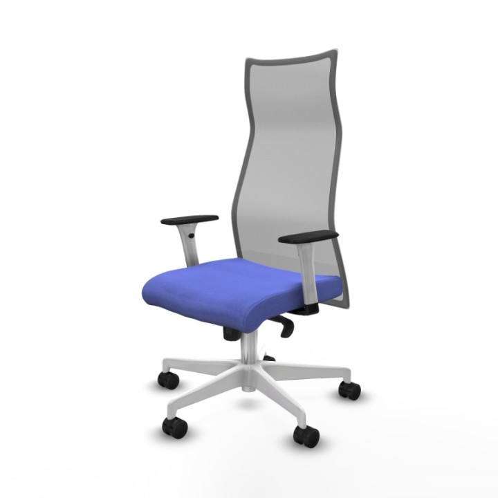 Albacete malla sincro malla gris bali azul claro brazos blancos base blanca ruedas 65 mm nailon