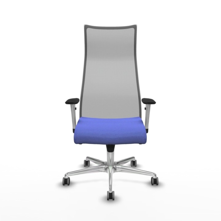 Albacete malla sincro malla gris bali azul claro brazos blancos base aluminio ruedas 65mm engomadas