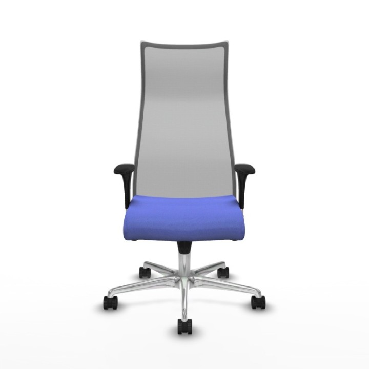 Albacete malla sincro malla gris bali azul claro brazos 1D base aluminio ruedas 65 mm nailon