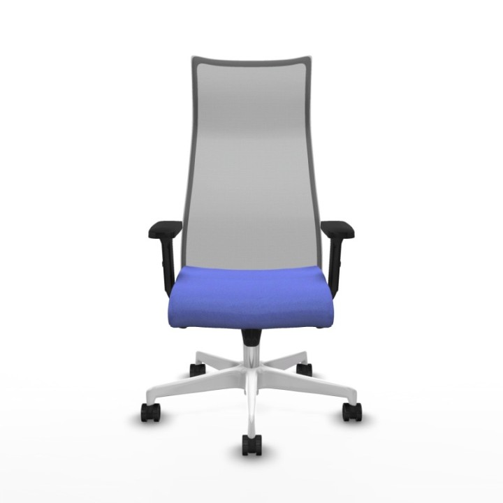 Albacete malla sincro malla gris bali azul claro brazos 2D base blanca ruedas 65 mm nailon