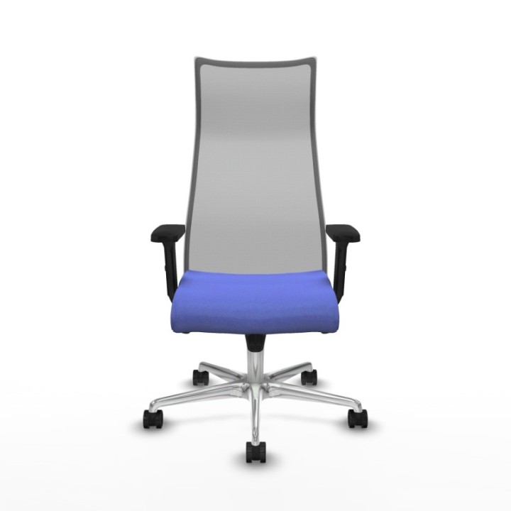 Albacete malla sincro malla gris bali azul claro brazos 2D base aluminio ruedas 65 mm nailon