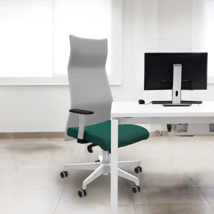 Albacete malla sincro malla gris bali naranja oscuro brazos blancos base blanca ruedas 65mm engomadas