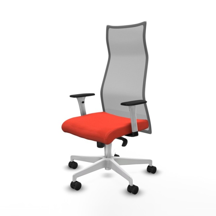 Albacete malla sincro malla gris bali naranja oscuro brazos blancos base blanca ruedas 65 mm nailon