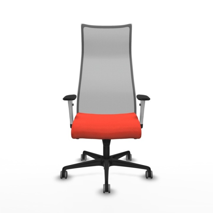 Albacete malla sincro malla gris bali naranja oscuro brazos blancos base nailon ruedas 65mm engomadas