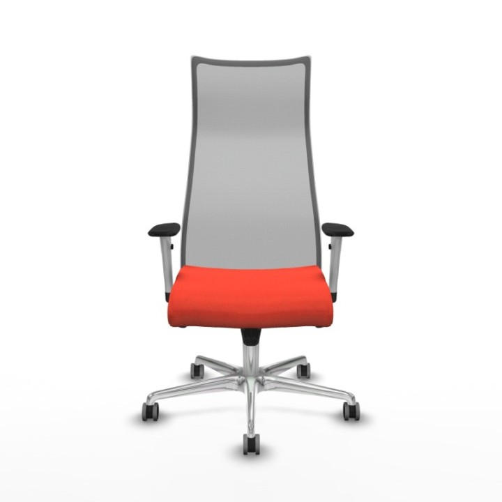 Albacete malla sincro malla gris bali naranja oscuro brazos blancos base aluminio ruedas 65mm engomadas