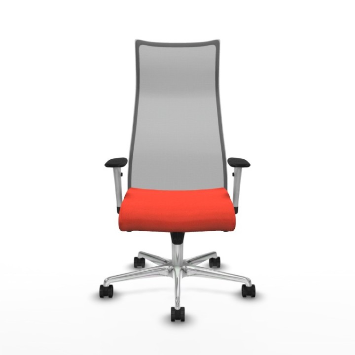 Albacete malla sincro malla gris bali naranja oscuro brazos blancos base aluminio ruedas 65 mm nailon