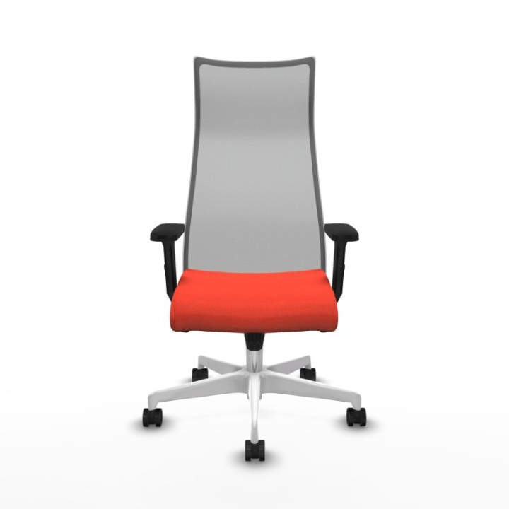 Albacete malla sincro malla gris bali naranja oscuro brazos 2D base blanca ruedas 65 mm nailon