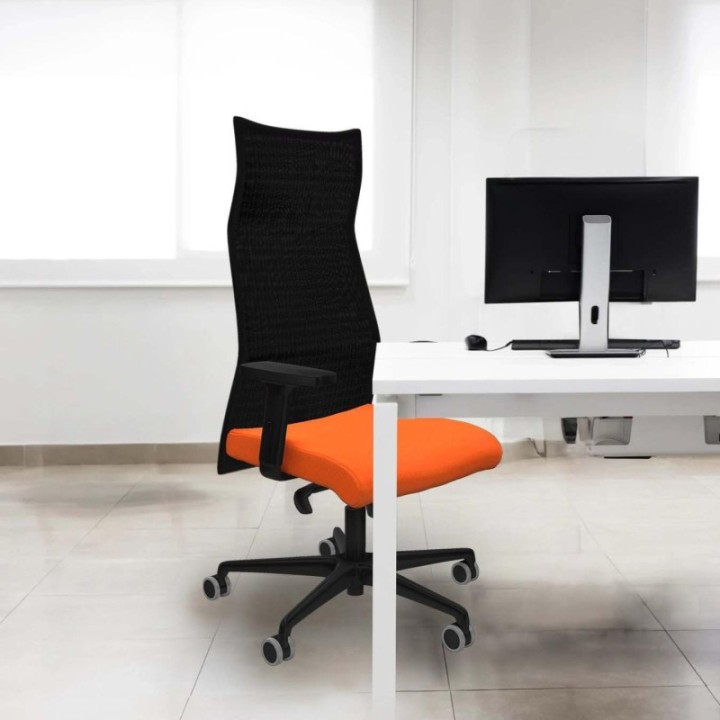 Albacete malla sincro malla gris bali naranja oscuro brazos 2D base nailon ruedas 65mm engomadas