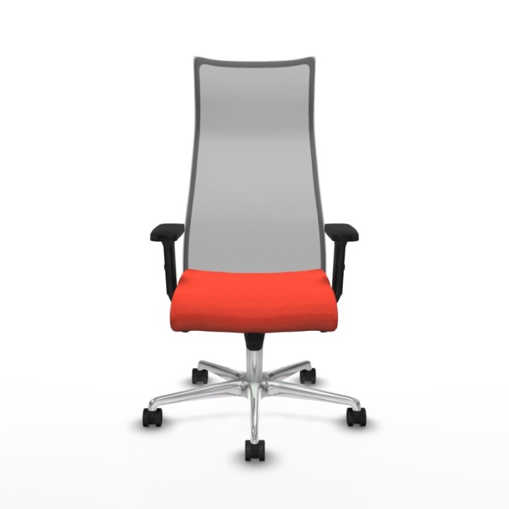 Albacete malla sincro malla gris bali naranja oscuro brazos 2D base aluminio ruedas 65 mm nailon