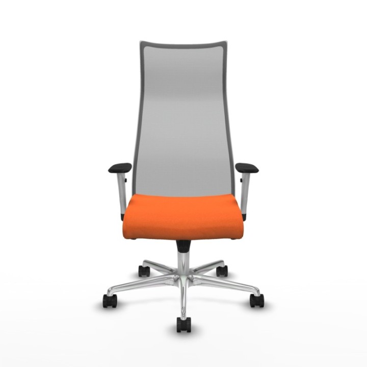 Albacete malla sincro malla gris bali naranja brazos blancos base aluminio ruedas 65 mm nailon