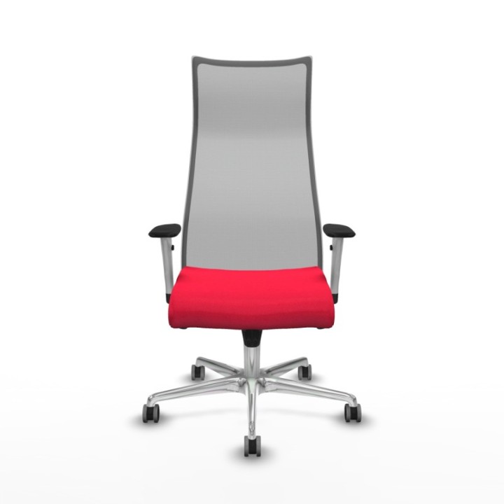 Albacete malla sincro malla gris bali rojo brazos blancos base aluminio ruedas 65mm engomadas