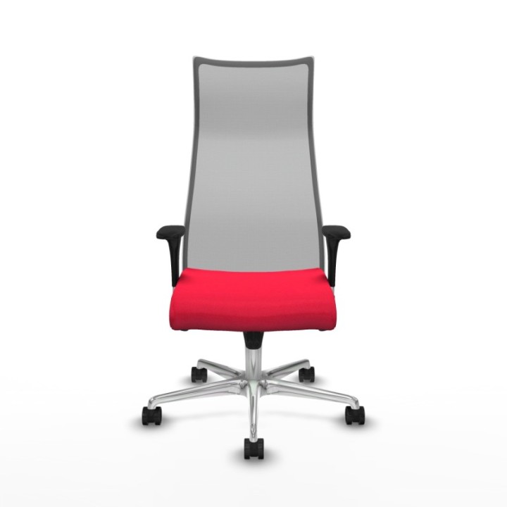 Albacete malla sincro malla gris bali rojo brazos 1D base aluminio ruedas 65 mm nailon