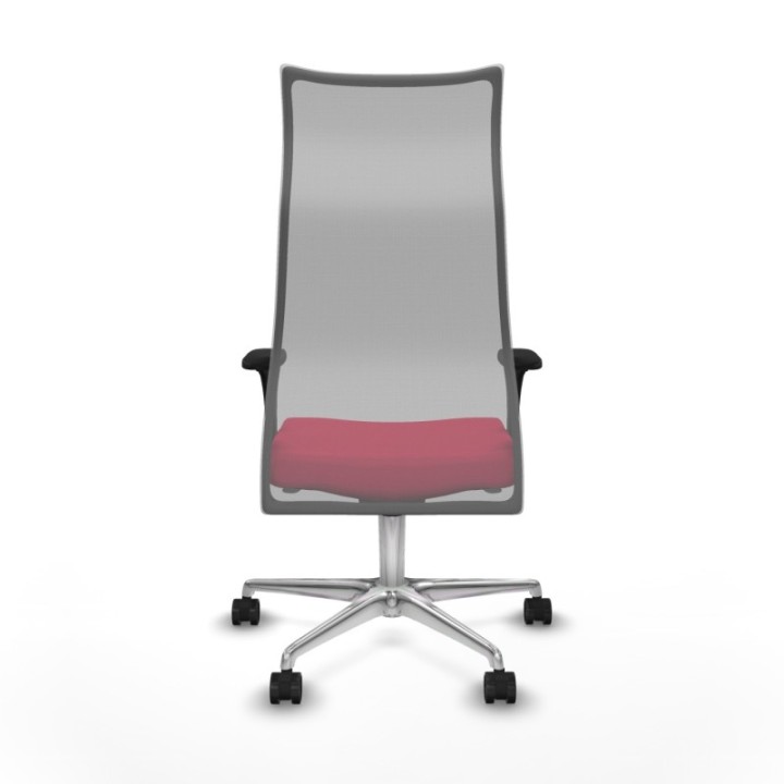 Albacete malla sincro malla gris bali rojo brazos 1D base aluminio ruedas 65 mm nailon