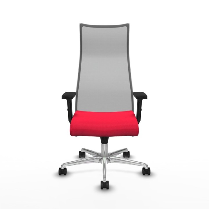 Albacete malla sincro malla gris bali rojo brazos 2D base aluminio ruedas 65 mm nailon