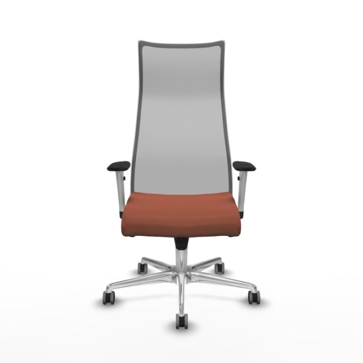 Albacete malla sincro malla gris bali marrón brazos blancos base aluminio ruedas 65mm engomadas