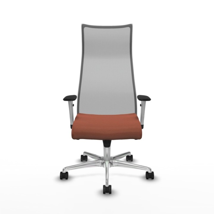 Albacete malla sincro malla gris bali marrón brazos blancos base aluminio ruedas 65 mm nailon