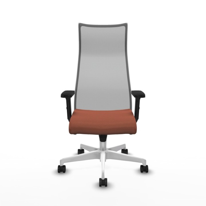 Albacete malla sincro malla gris bali marrón brazos 2D base blanca ruedas 65 mm nailon