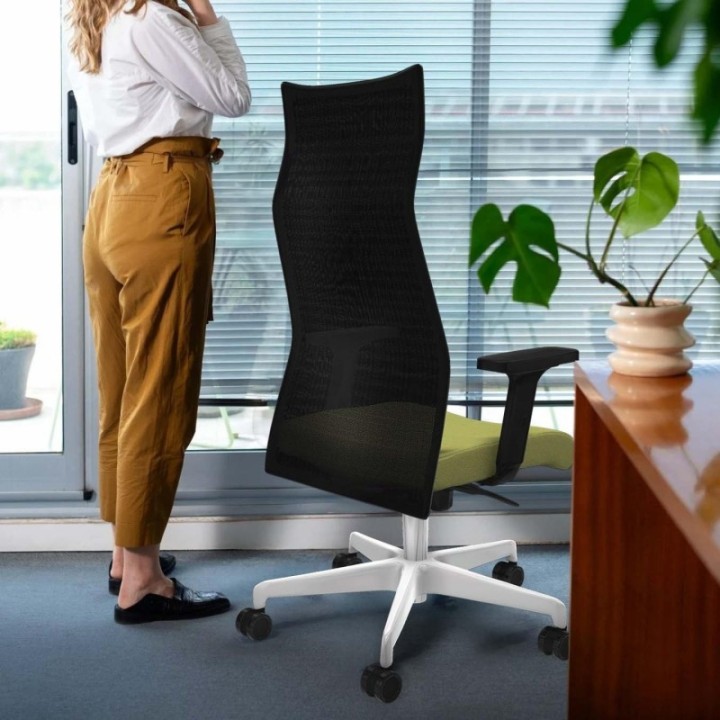 Albacete malla sincro malla gris bali marrón brazos 2D base blanca ruedas 65 mm nailon