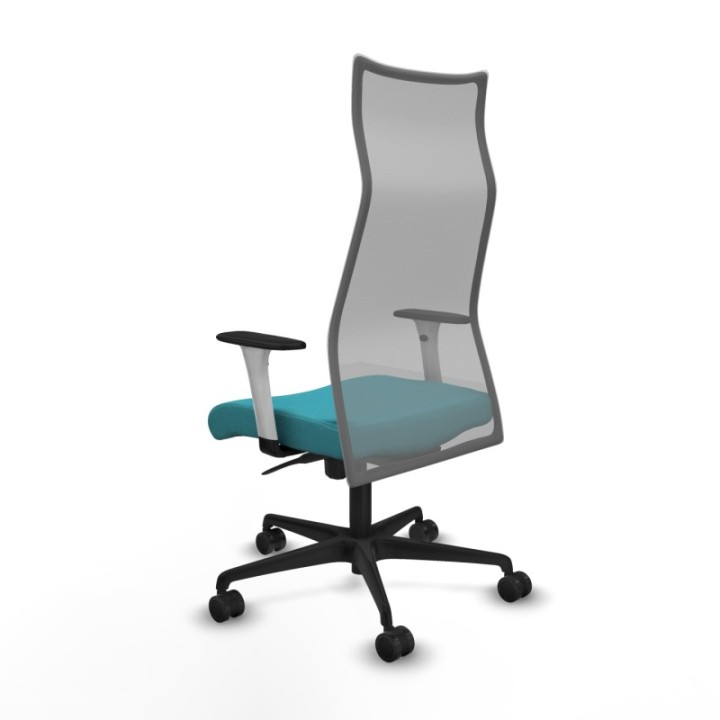 Albacete malla sincro malla gris bali turquesa brazos blancos base nailon ruedas 65 mm nailon