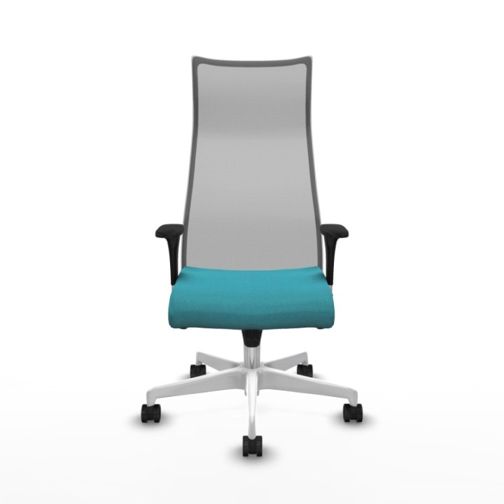 Albacete malla sincro malla gris bali turquesa brazos 1D base blanca ruedas 65 mm nailon