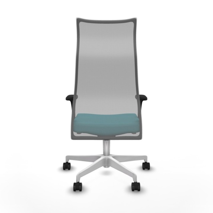 Albacete malla sincro malla gris bali turquesa brazos 1D base blanca ruedas 65 mm nailon