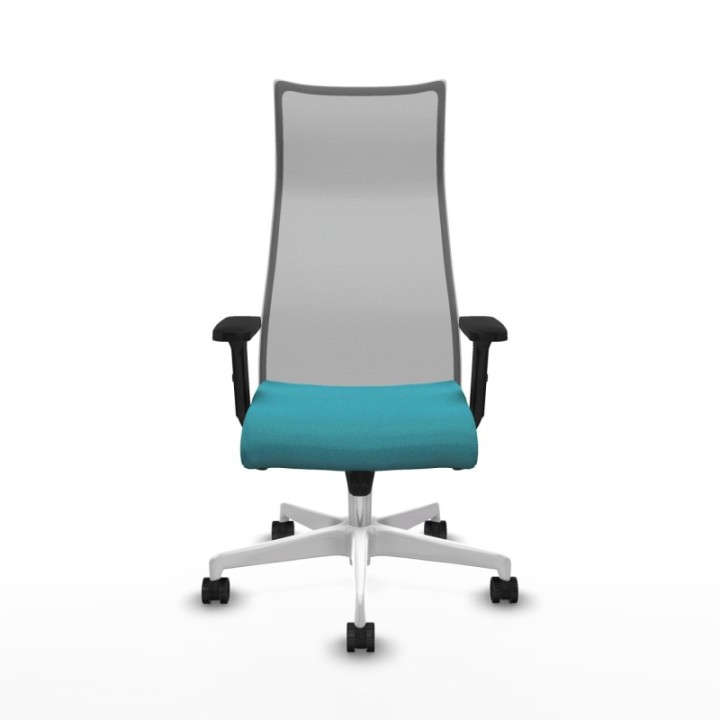 Albacete malla sincro malla gris bali turquesa brazos 2D base blanca ruedas 65 mm nailon