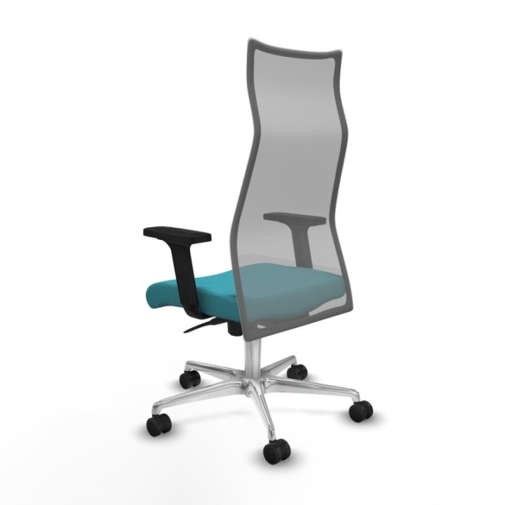 Albacete malla sincro malla gris bali turquesa brazos 2D base aluminio ruedas 65 mm nailon