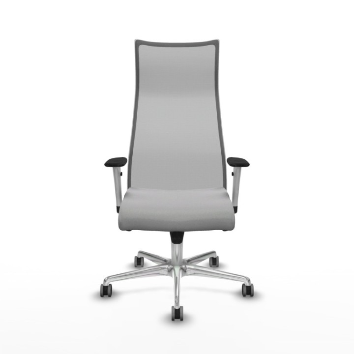 Albacete malla sincro malla gris bali gris claro brazos blancos base aluminio ruedas 65mm engomadas