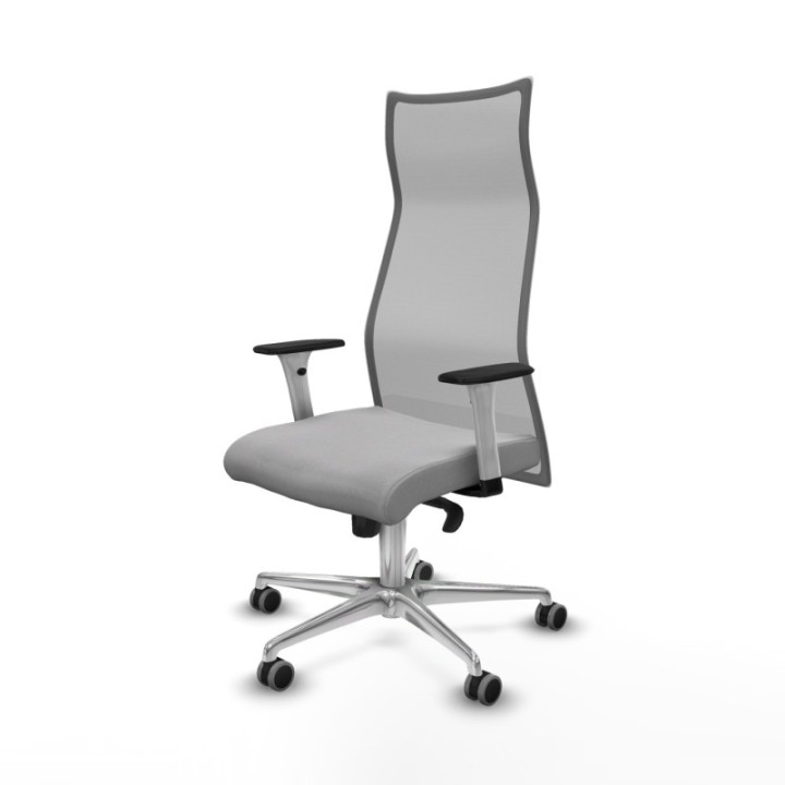 Albacete malla sincro malla gris bali gris claro brazos blancos base aluminio ruedas 65mm engomadas