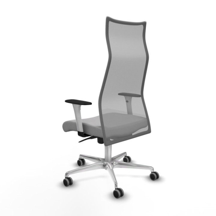 Albacete malla sincro malla gris bali gris claro brazos blancos base aluminio ruedas 65mm engomadas