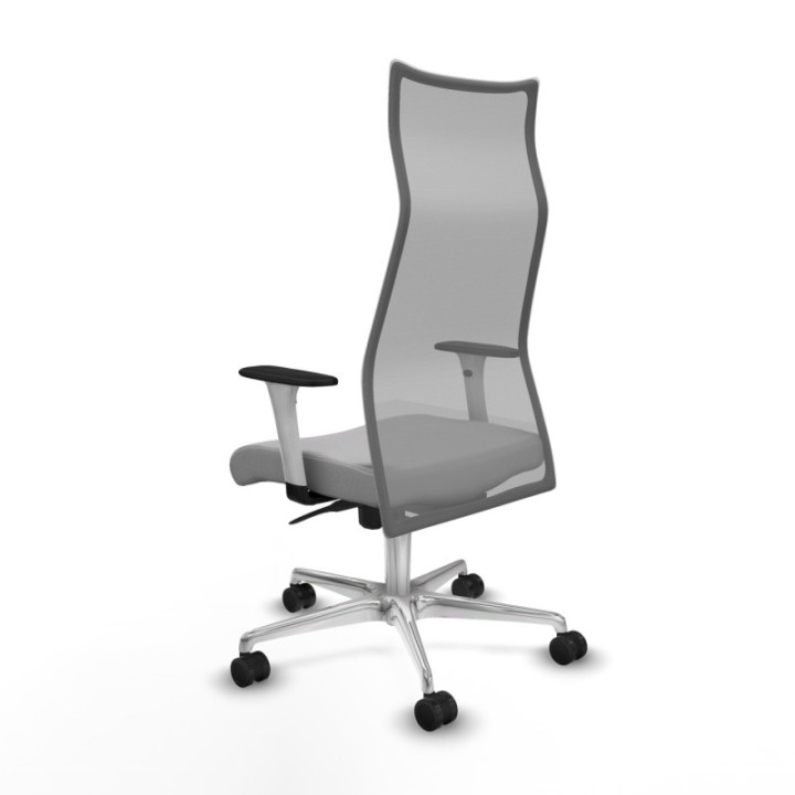 Albacete malla sincro malla gris bali gris claro brazos blancos base aluminio ruedas 65 mm nailon