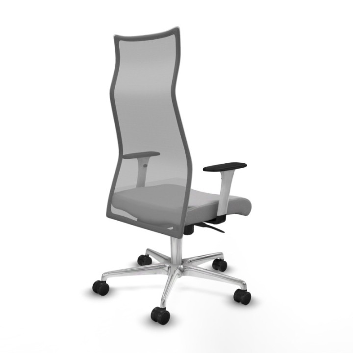 Albacete malla sincro malla gris bali gris claro brazos blancos base aluminio ruedas 65 mm nailon