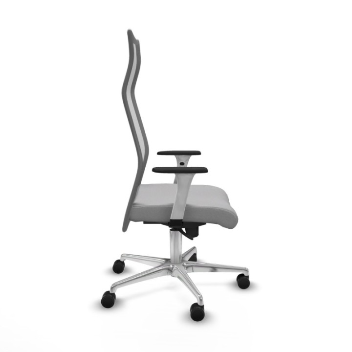 Albacete malla sincro malla gris bali gris claro brazos blancos base aluminio ruedas 65 mm nailon