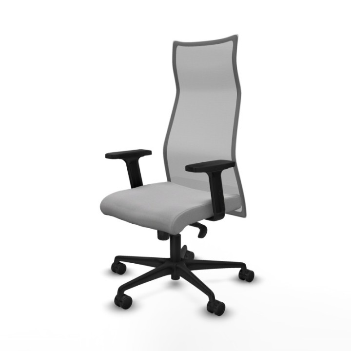 Albacete malla sincro malla gris bali gris claro brazos 2D base nailon ruedas 65 mm nailon