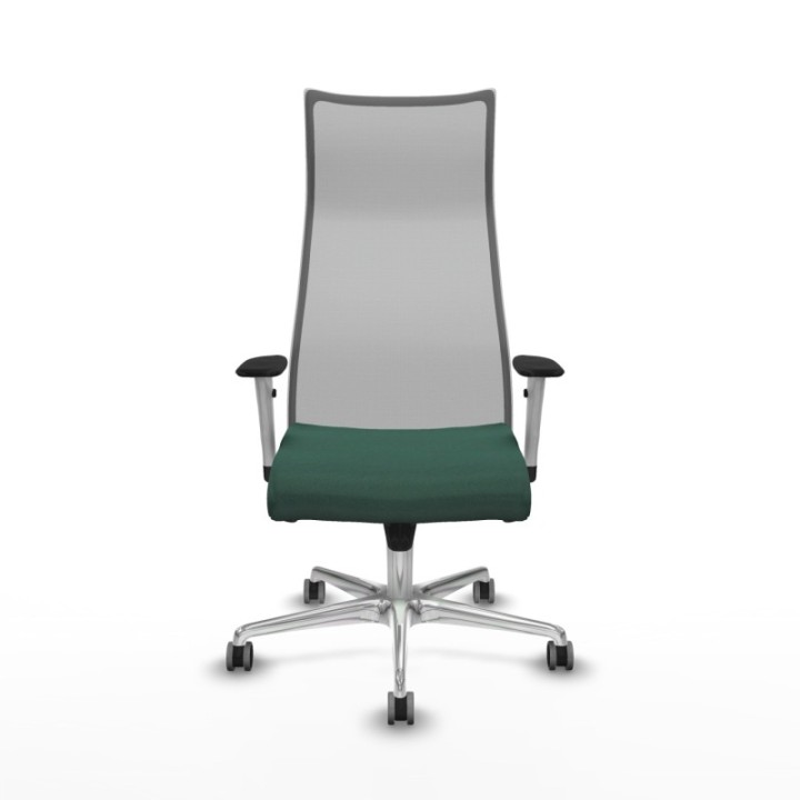 Albacete malla sincro malla gris bali verde botella brazos blancos base aluminio ruedas 65mm engomadas