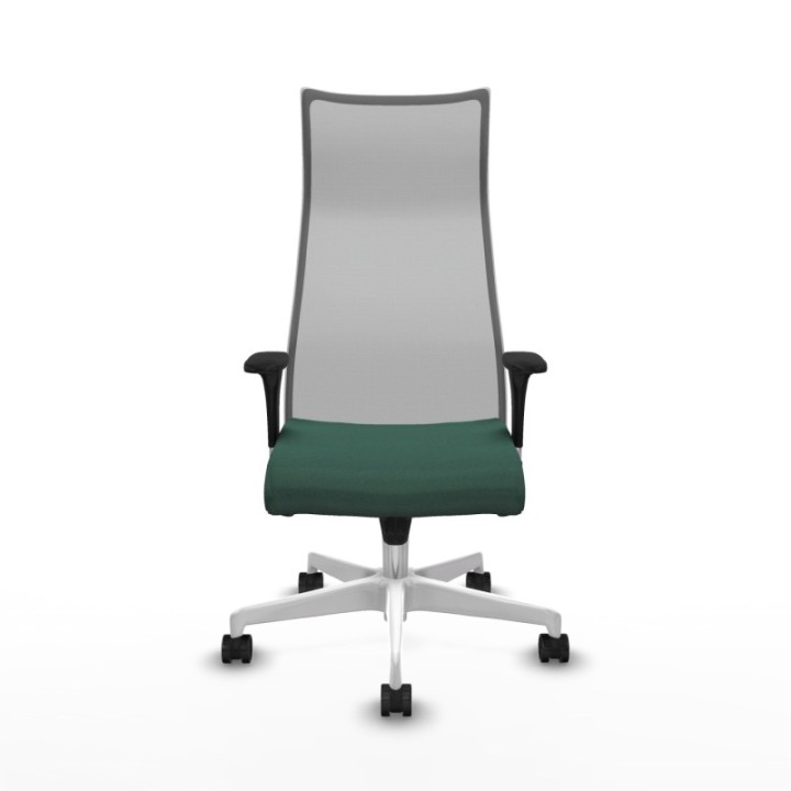 Albacete malla sincro malla gris bali verde botella brazos 1D base blanca ruedas 65 mm nailon