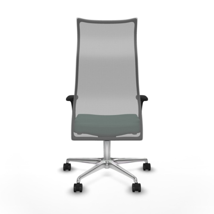 Albacete malla sincro malla gris bali verde botella brazos 1D base aluminio ruedas 65 mm nailon