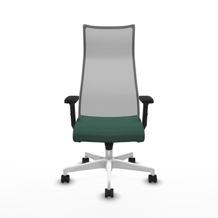 Albacete malla sincro malla gris bali verde botella brazos 2D base blanca ruedas 65 mm nailon