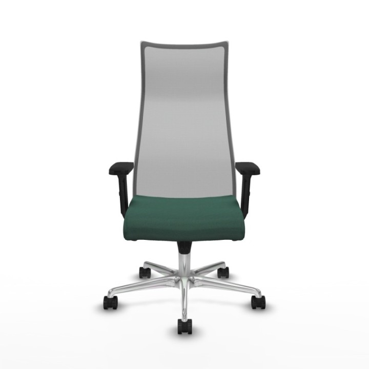 Albacete malla sincro malla gris bali verde botella brazos 2D base aluminio ruedas 65 mm nailon