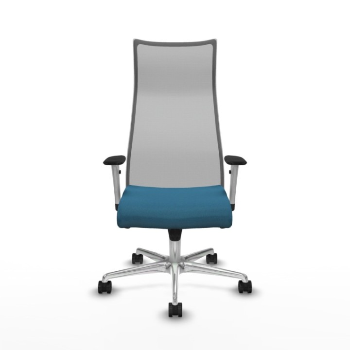 Albacete malla sincro malla gris bali verde petroleo brazos blancos base aluminio ruedas 65 mm nailon