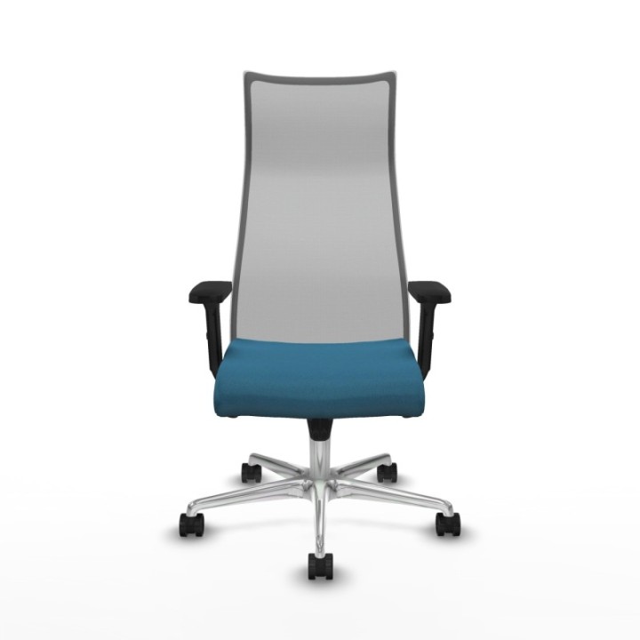 Albacete malla sincro malla gris bali verde petroleo brazos 2D base aluminio ruedas 65 mm nailon